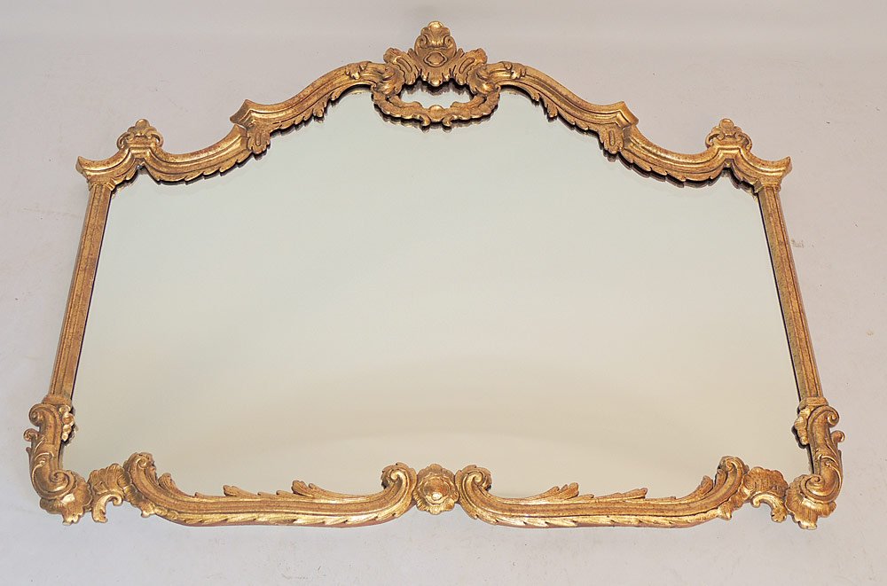Louis XV-style Designer Mirror: La Barge. Italian. 36" tall x 45" wide.