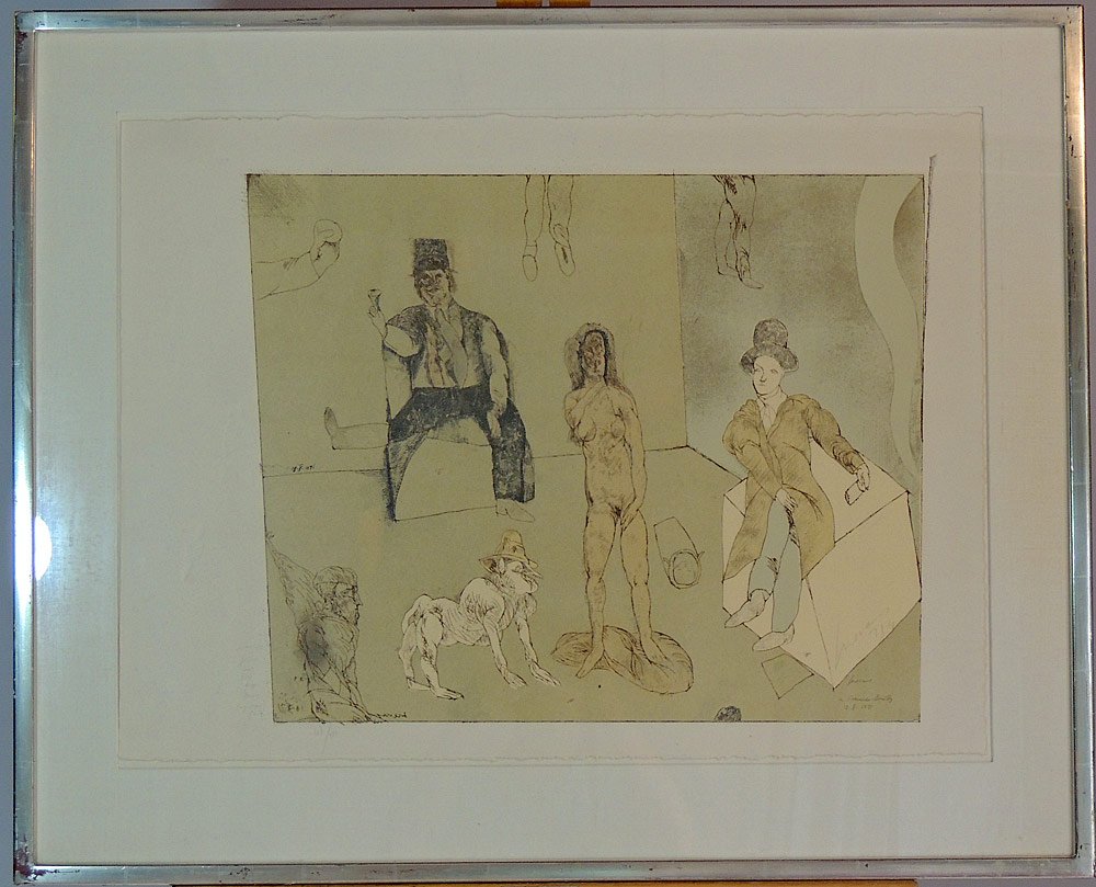 Two Jose Luis Cuevas Lithographs: Jose Luis Ceuvas (Mexico, 1934-). Two lithographs on Arches paper. The first titled "a Fernando Benitez". The second untitled. Both pencil signed and dated 71, series 68/100. Framed under glass Each I