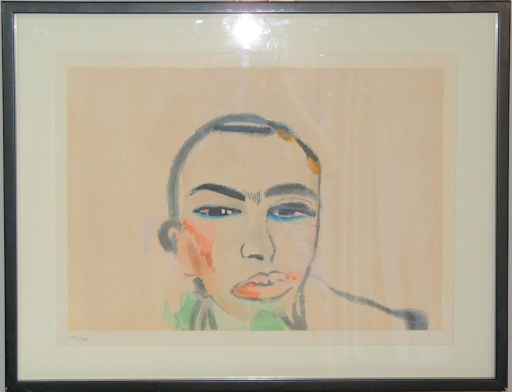 Francesco Clemente, Woodblock Print.: Francesco Clemente (Italian 1952- Present). Woodblock print. Untitled, dated 1984. Signed lower right and numbered 141/200. Image: 14" tall 20" wide.