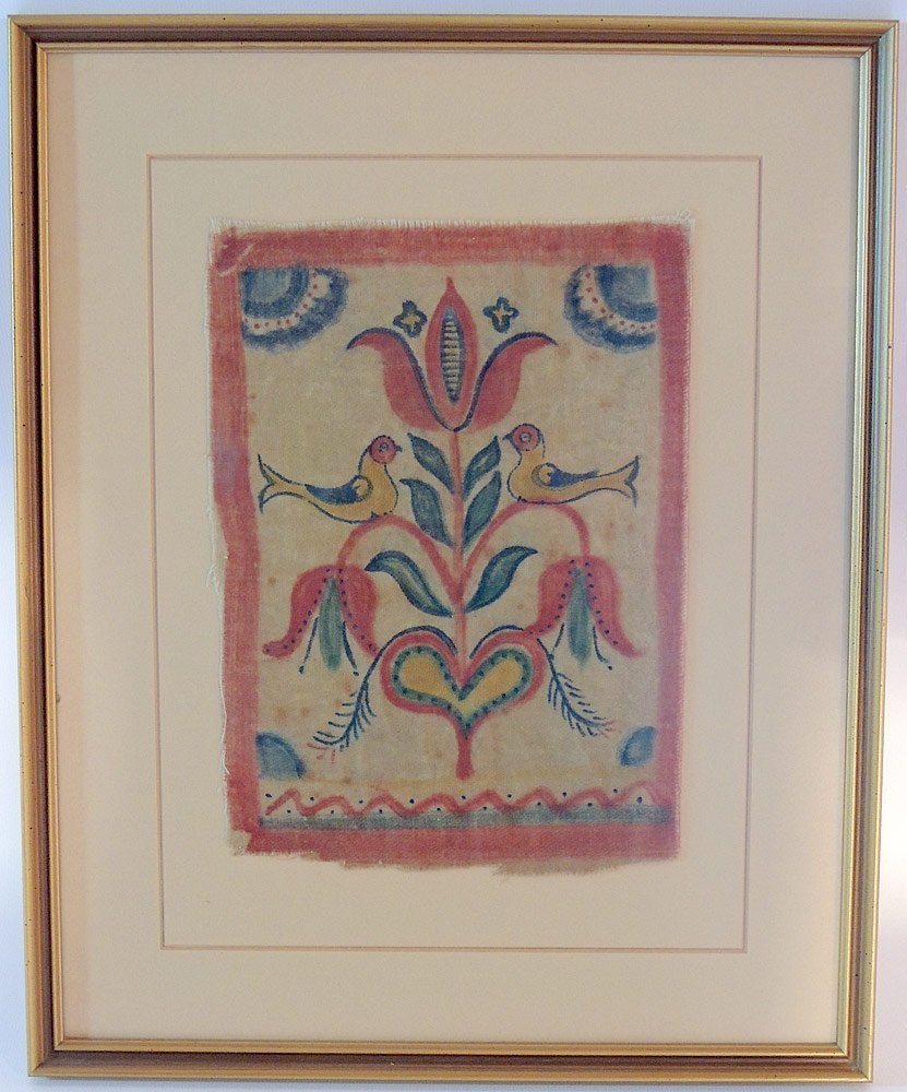 David Y. Ellinger Oil on Velvet Fraktur: David Y. Ellinger (Pennsylvania, 1913-2003). Oil on velvet fraktur. Inscribed and signed on back. Mounted and framed under glass. 9" tall x 6-1/2" wide.