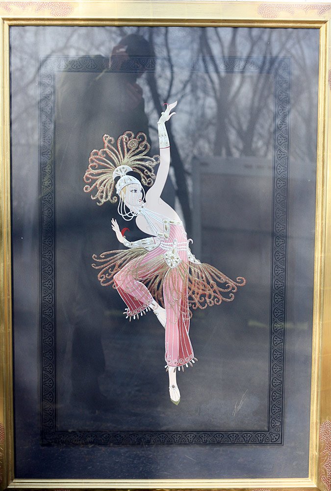 Erte Serigraph: Erte Serigraph. Firebird. Signed "Erte" lower right and numbered CLIII/CCL. Framed under glass. Sight: 36" tall x 23" wide.