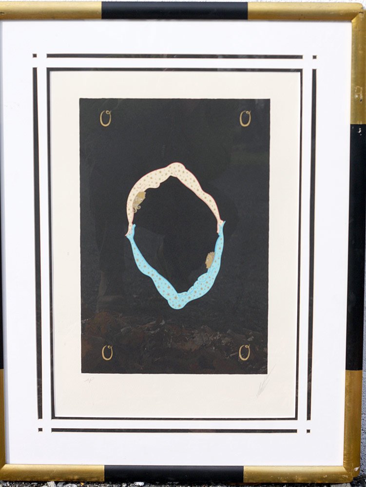 Erte. Three Serigraphs: Erte. Three Serigraphs. "I, O, U". Each signed "Erte" lower right. Two artist proofs, one numbered 340/350. Framed under glass. Sight: 15-3/4" tall x 10-1/2" wide.