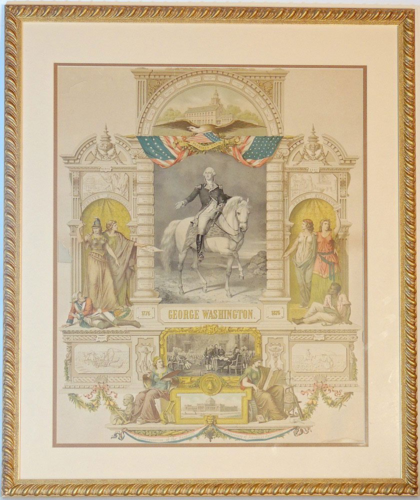 19th Century George Washington Lithograph: 19th century George Washington lithograph. Circa 1876. Wittemann Brothers, New York. In gilt frame. Sight: 24-1/2" tall x 20" wide.