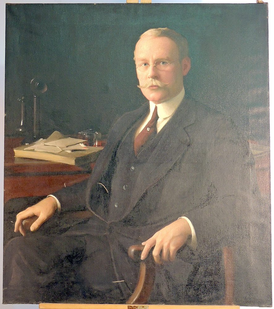 William McGregor Paxton. Oil on Canvas Portrait: William McGregor Paxton (American, 1869-1959). Oil on canvas portrait of a gentleman. Signed LR "Paxton". Unframed. 40" tall x 35" wide.
