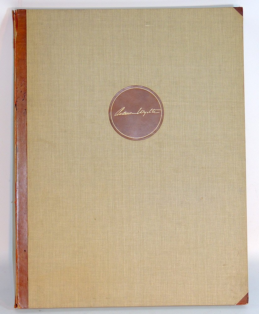 Andrew Wyeth Signed Portfolio: "Ten Color Reproductions of Paintings by Andrew Wyeth". Folio numbered 28/250 and signed in pen by Wyeth. Triton Press, 1956. Each sheet is 26 x 20 in. Incomplete folio with only six of ten prints: "C