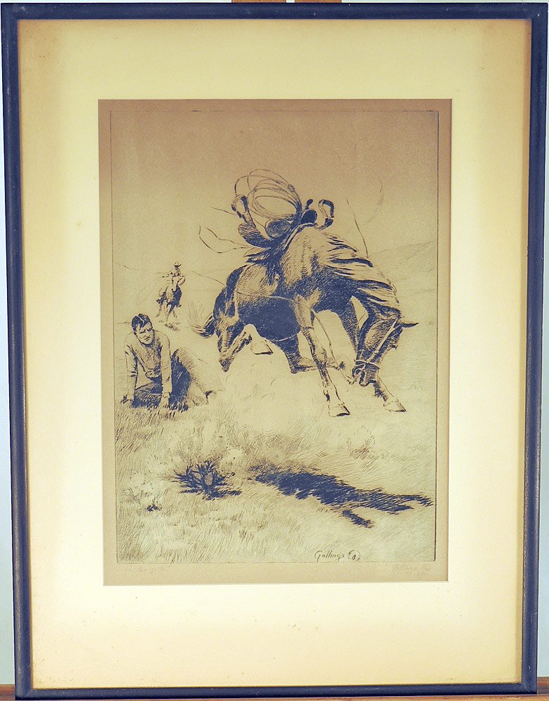 Elling William Gollings Etching, Bucking Horse (1 of 4)