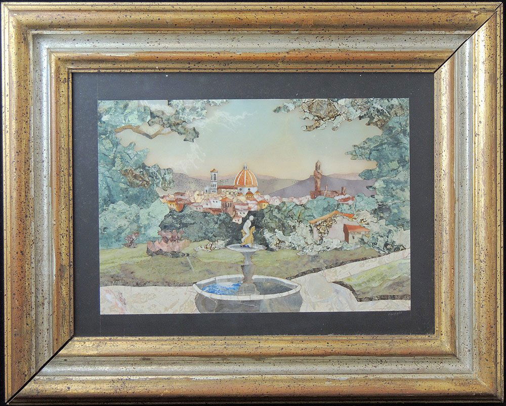 Italian Pietra-Dura Plaque, Classical Landscape (1 of 4)