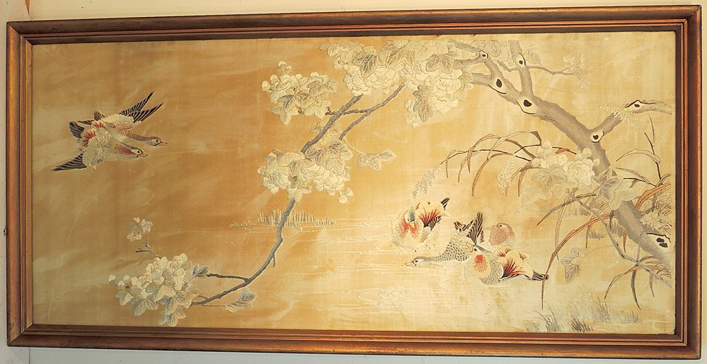 Large Chinese Silk Embroidery Panel (1 of 3)