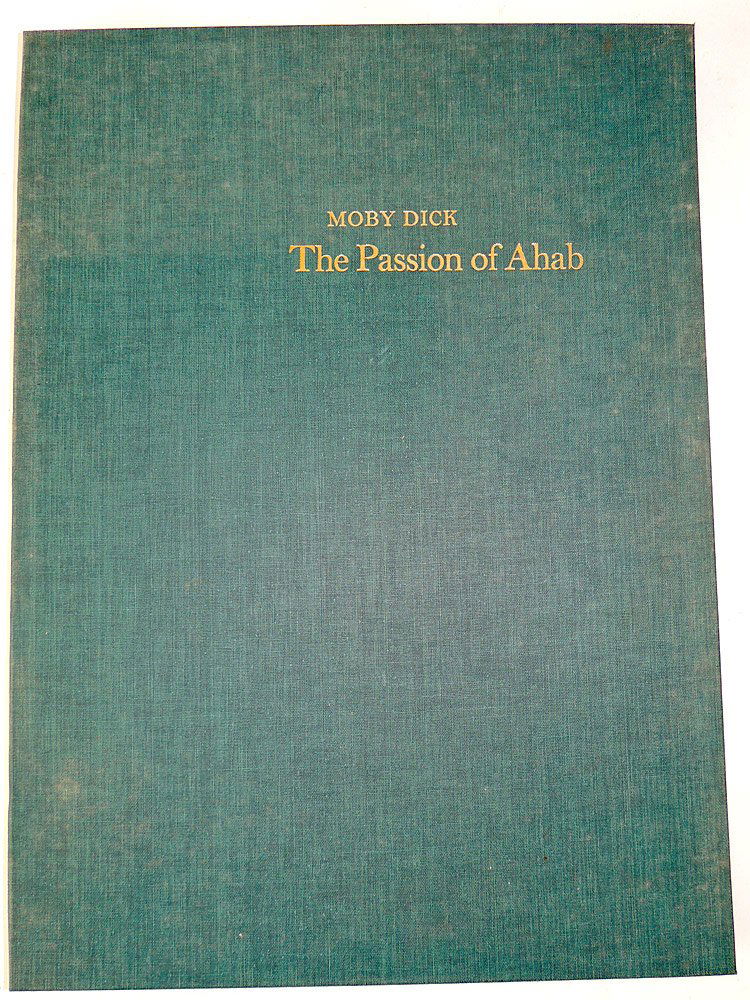 Portfolio of B. Spurance "Moby Dick" Lithographs: A set of 26 color lithographs by Benton Spruance, titled "Moby Dick: The Passion of Ahab", with accompanying book. In a cloth-wrapped portfolio box. Portfolio height: 23-1/4 in. Width: 17 in.