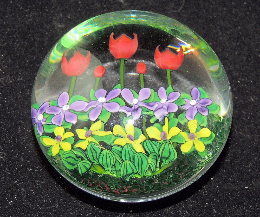 Ken Rosenfeld Glass Floral Paperweight (1 of 3)