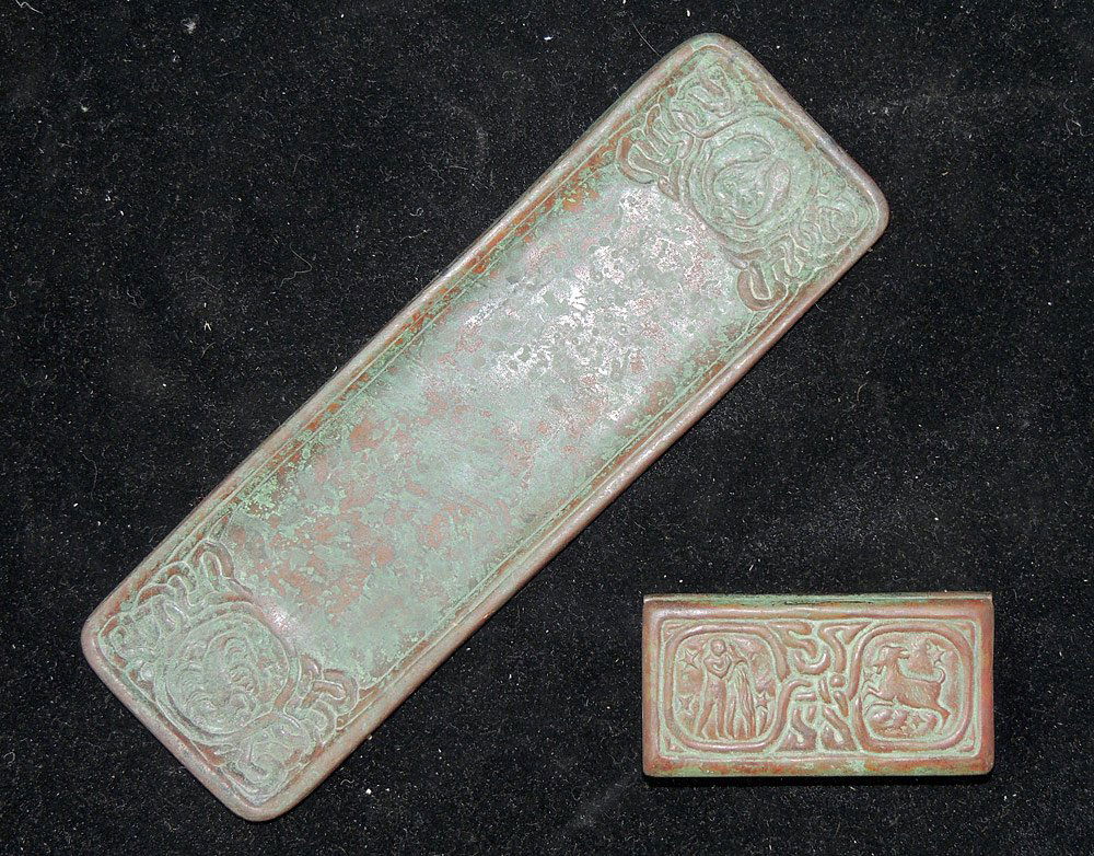 Tiffany Studios Bronze Stamp Box and Pen Tray (1 of 3)