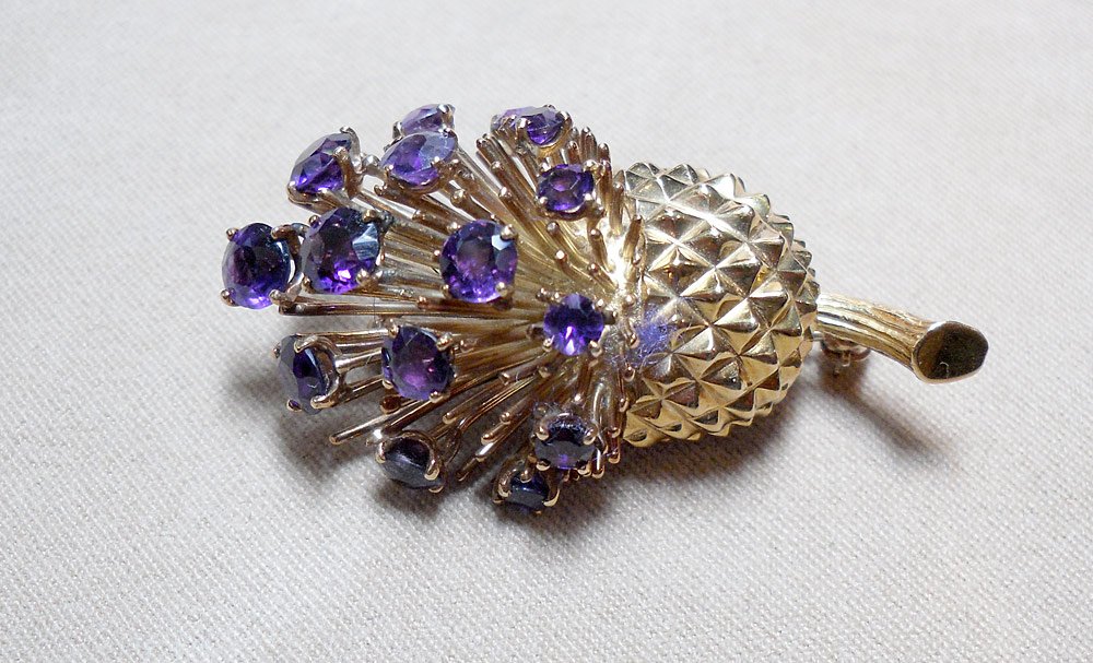 18K Brooch with Amethyst Cluster (1 of 1)