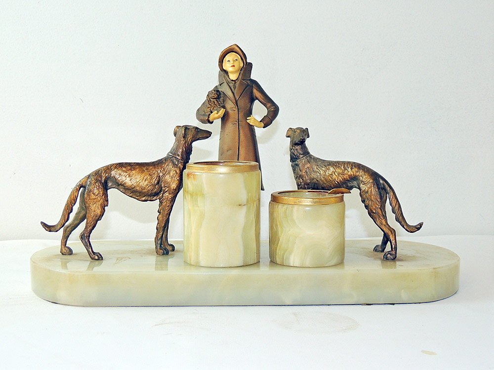 Art Deco Figural Three-pc. Cigarette Set (1 of 2)