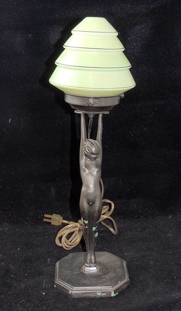 Frankart Figural Lamp with Art Glass Shade (1 of 2)