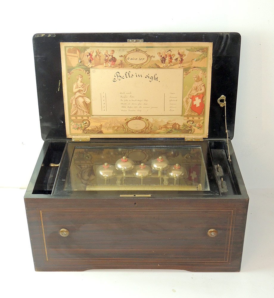 Swiss Cylinder Music Box with Five Bells (1 of 3)