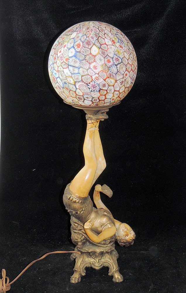 Figural Table Lamp With Millefiori Shade (1 of 2)