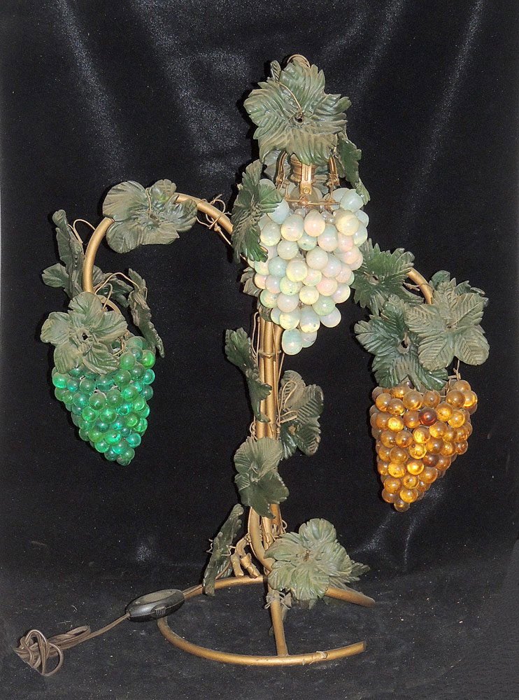 Czech Arts Glass Three-Light Grape Lamp (1 of 2)