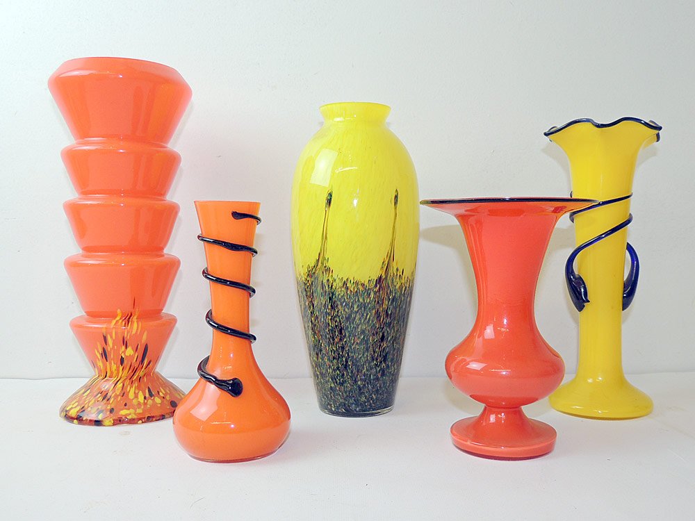 Five Czech Art Glass Vases (1 of 1)
