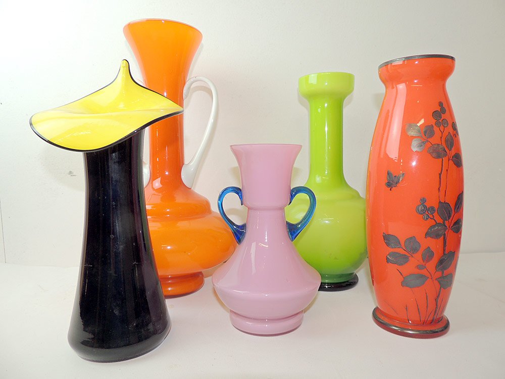 Five Czech Art Glass Vases (1 of 1)