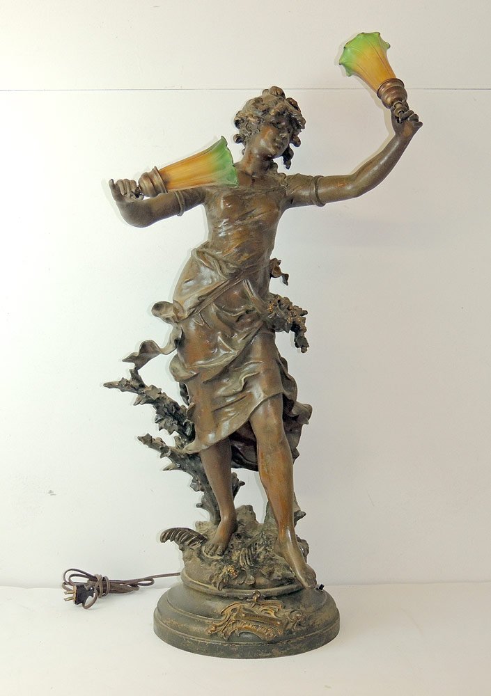 Spelter Woodland Nymph Figural 2-light Lamp (1 of 3)