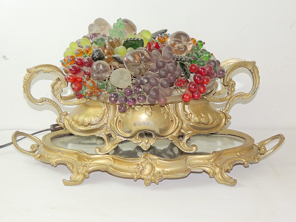 Czech Art Glass Fruit Basket Lamp (1 of 2)