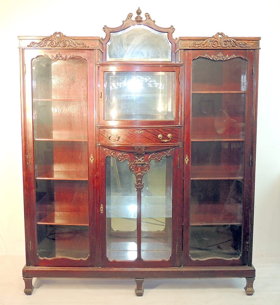 Antique Carved Mahogany Bookcase (1 of 4)