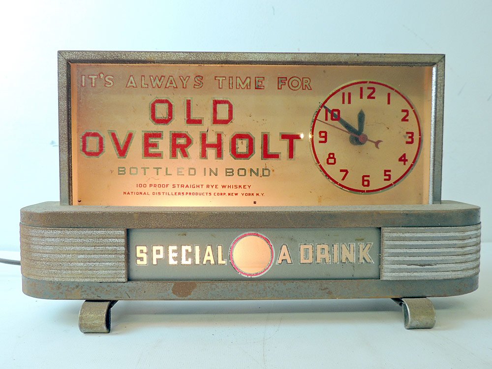 Old Overholt Rye Whiskey Advertising Clock (1 of 2)