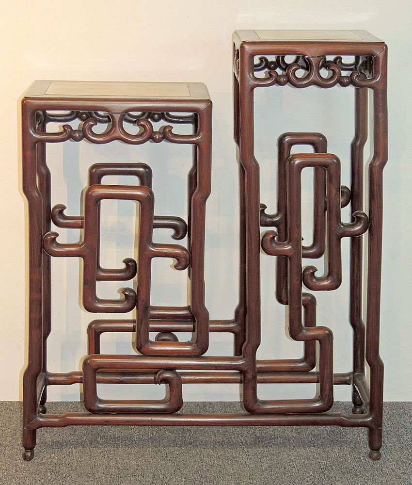 Chinese Hardwood Two-tiered Plant Stand (1 of 2)