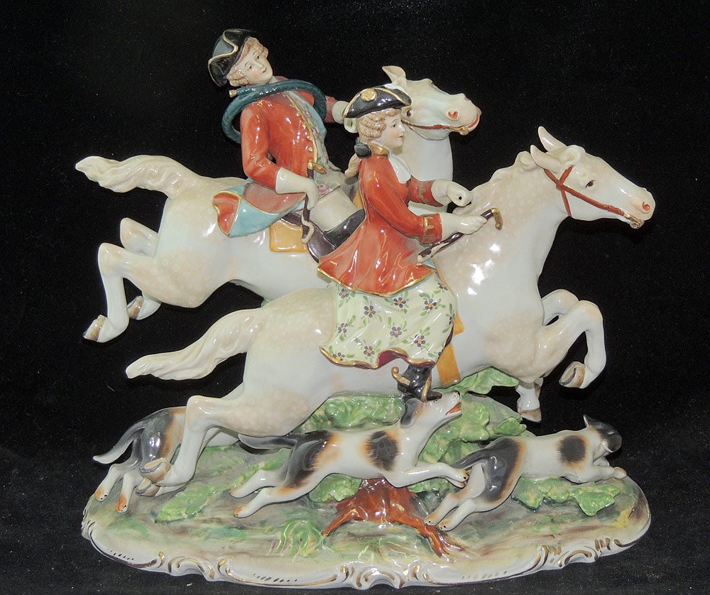 Continental Porcelain Figural Fox Hunt Grouping (1 of 4)
