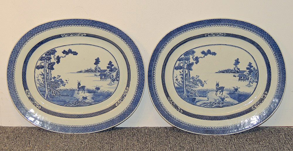 Pr. Chinese Export Porcelain Blue & White Platters (1 of 2)