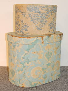 Hannah Davis Band Box. Covered In Wallpaper With S