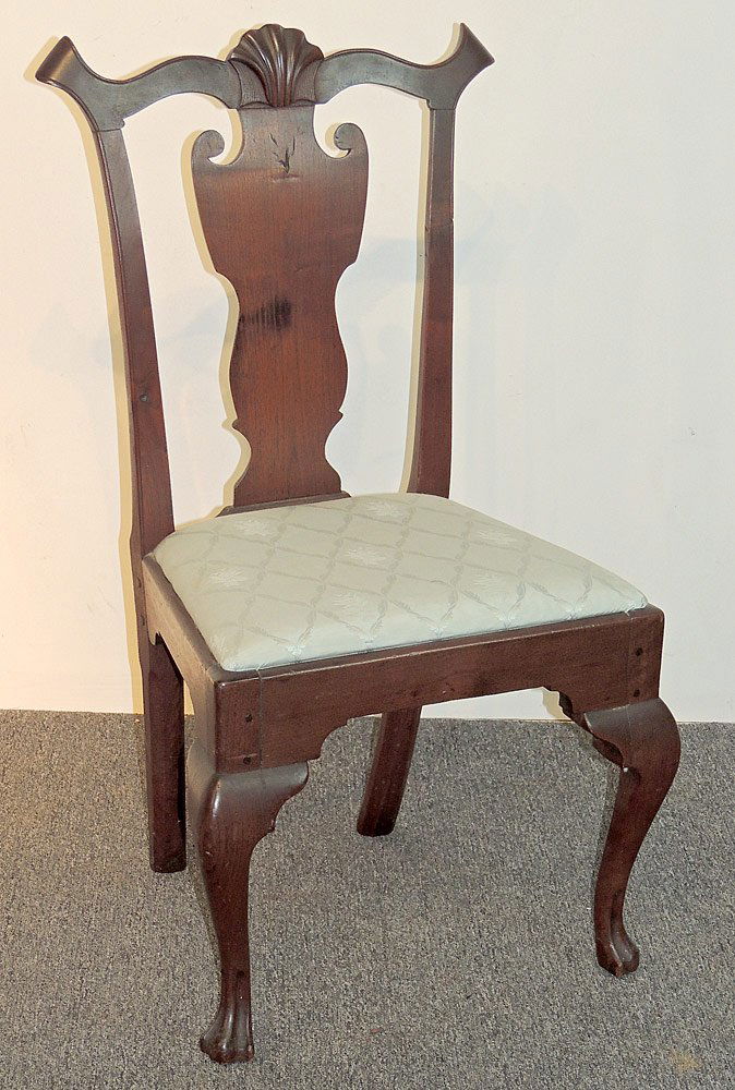 Queen Anne Walnut Side Chair on Trifid Feet (1 of 2)
