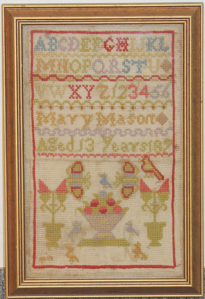 19th C.   Needlework Sampler by Mary Mason (1 of 1)