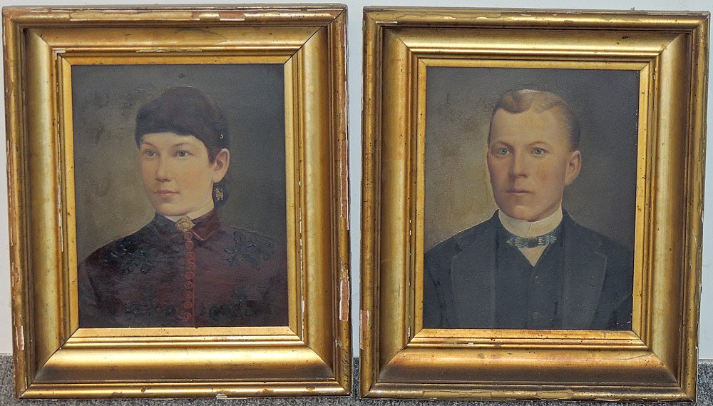 Pair of Antique Oils on Board: Portraits (1 of 3)