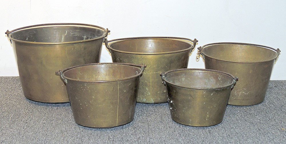 Five Graduated Brass Buckets (1 of 1)