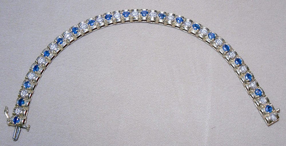 14K Sapphire and Diamond Tennis Bracelet (1 of 2)