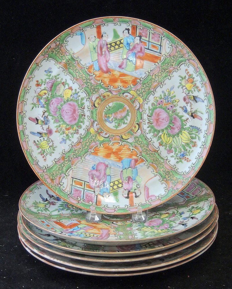 Six Chinese Rose Medallion Plates (1 of 1)
