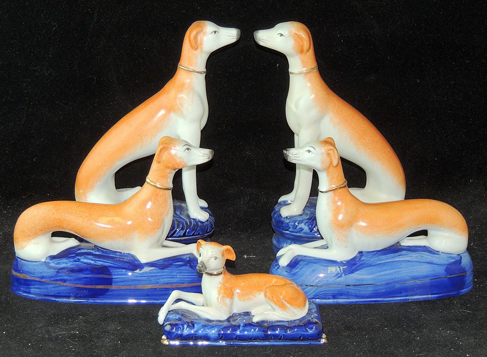 Five Staffordshire Porcelain Whippets (1 of 1)