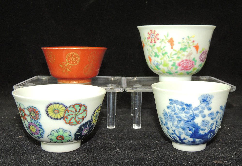 Four Chinese Porcelain Sake Cups (1 of 3)