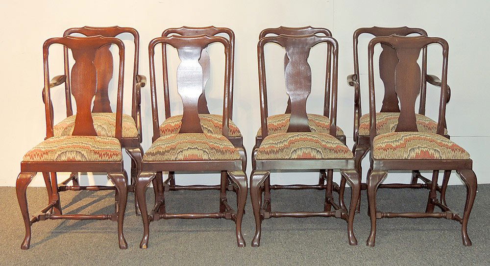 Eight Queen Anne Mahogany Dining Chairs (1 of 2)