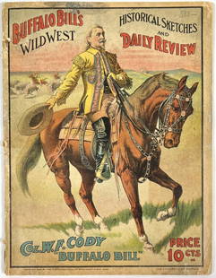 1907 BUFFALO BILL'S WILD WEST PROGRAM: SCARCE 1907 BUFFALO BILL'S WILD WEST PROGRAM. LIGHT COVER WEAR AS SHOWN, ELSE GOOD.