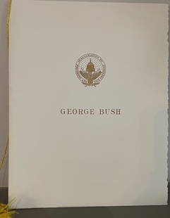 George HW Bush Inaugural Ceremony VP: George HW Bush Inaugural Ceremony VP with Ribbon and signed picture tissue in tact.