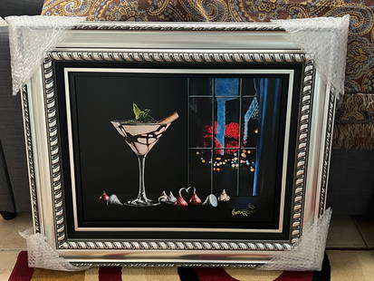 Michael Godard "Kiss Me" w/COA: Giclee in color on canvas with hand embellishment hand signed by the artist. 16 7/8" x 22".