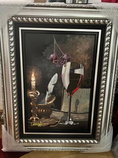 Michael Godard "Grape Alchemy" w/COA: Giclee on canvas with hand-embellishment on canvas hand signed by the artist. 23 1/4" x 15 1/2".