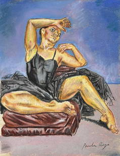 Paula Rego (Drawing on Paper Painting) Style of: Mixed media on paper 8 x 10 inches, rendered in the style of Paula Rego (26 Jan, 1935 â€“ 08 Jun, 2022) was a Portuguese-British visual artist known particularly for her paintings and prints