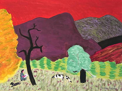 Milton Avery (Drawing on Paper Painting) Style of: Drawing on paper 9 x 12 inches, rendered in the style of Milton Avery (07 Mar 1885 - 03 Jan 1965) was an American modern painter. Born in Altmar, New York, he moved to Connecticut in 1898 and later to