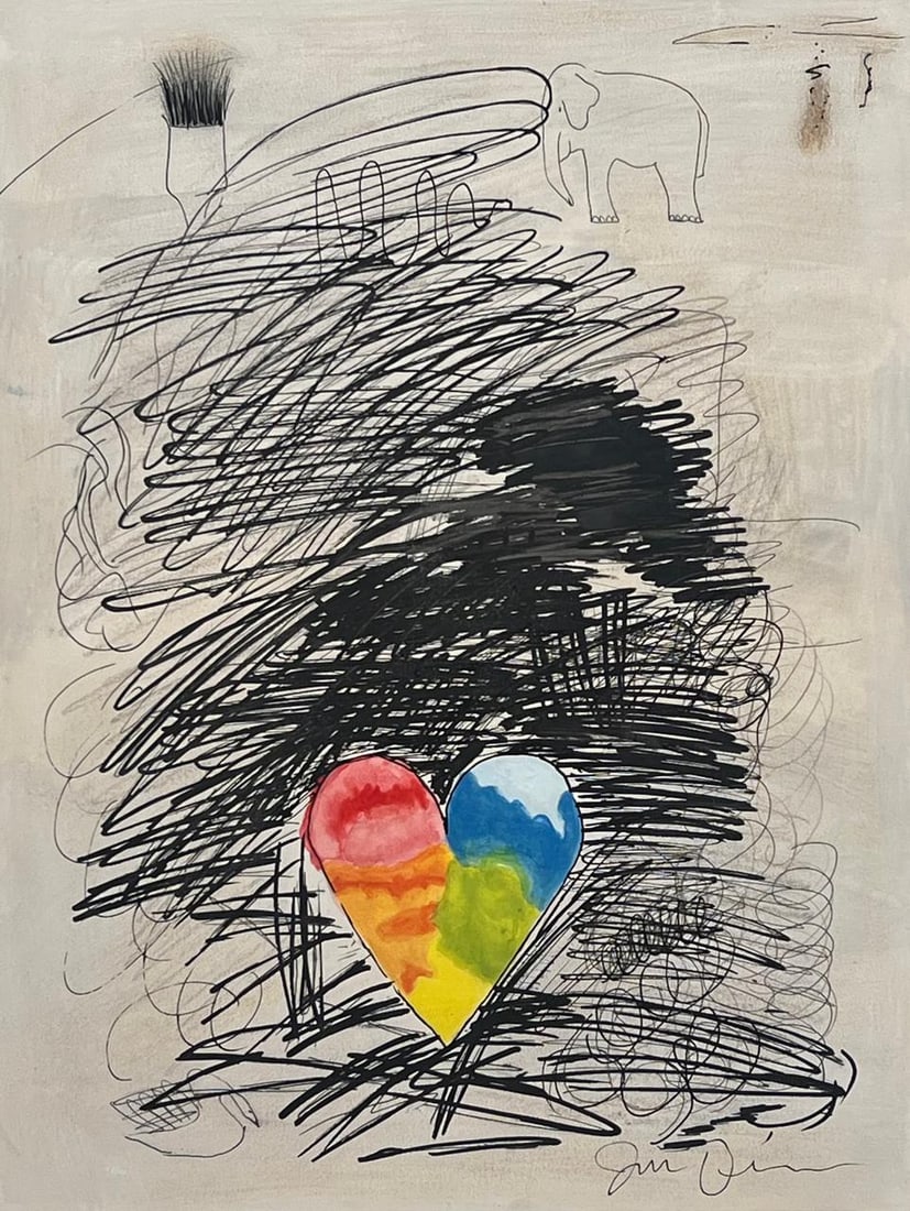 Jim Dine (Drawing on Paper Painting) Style of (1 of 4)