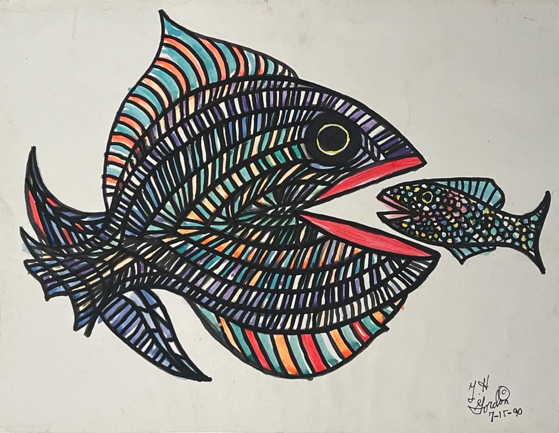 Ted Gordon (Drawing on Paper Painting) Style of (1 of 4)