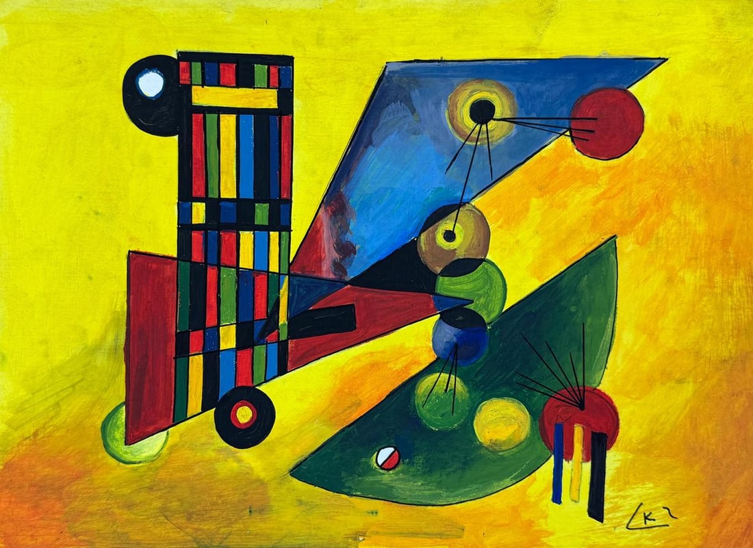 Wassily Kandinsky (Drawing on Paper Painting) Style of (1 of 4)