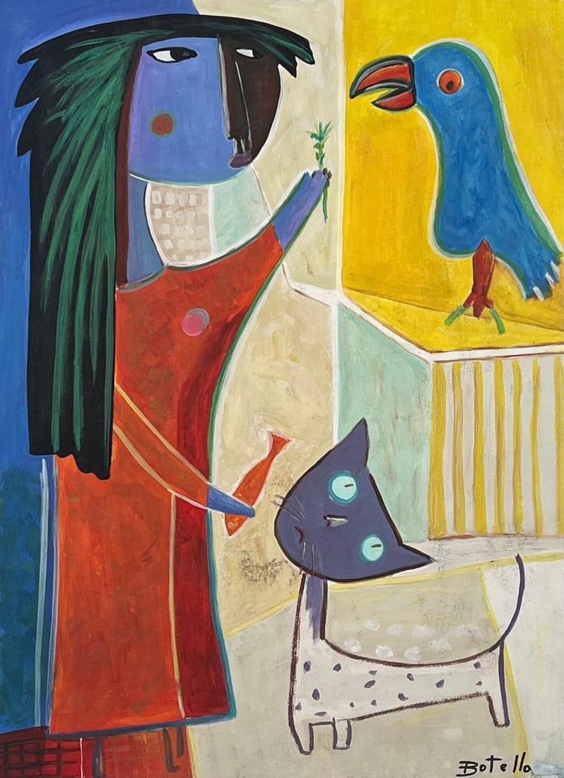 Angel Botello (Drawing on Paper Painting) Style of (1 of 4)